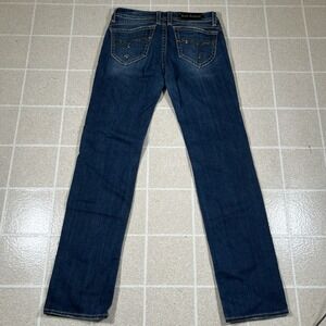Rock Revival Pat Straight Jeans Womens 30x34 Dark Wash Low Rise Stretch